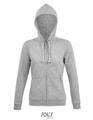 Dames Hooded Sweater Sols Zip Spike Heather Grey Melange